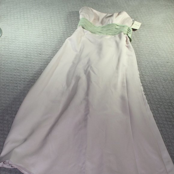 NWT Me Too! Beige with Green Sash Dress - Picture 1 of 6